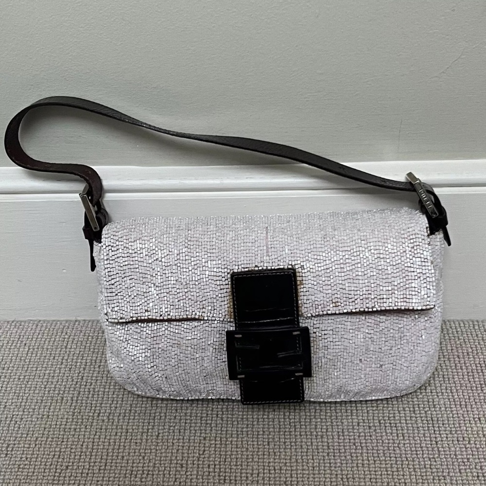 Fendi White Sparkly Shoulder Bag
